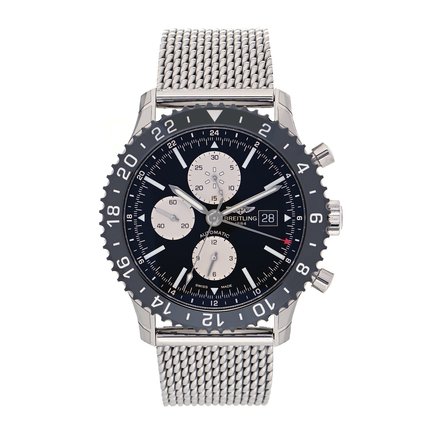 Stainless Steel 46mm Chronoliner Chronograph Automatic Watch Black Y2431012