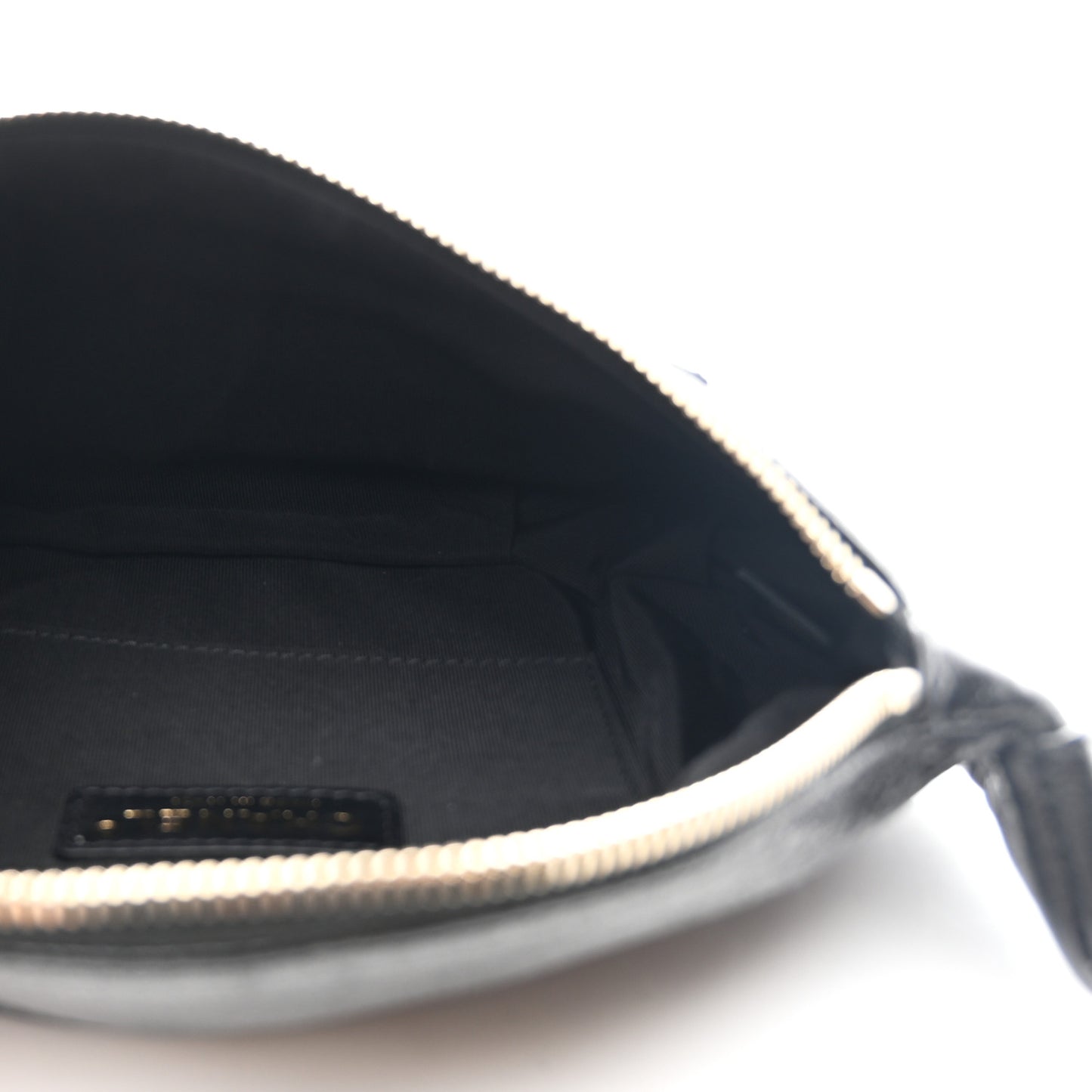 Crumpled Glazed Lambskin Quilted Waist Bag Fanny Pack Black