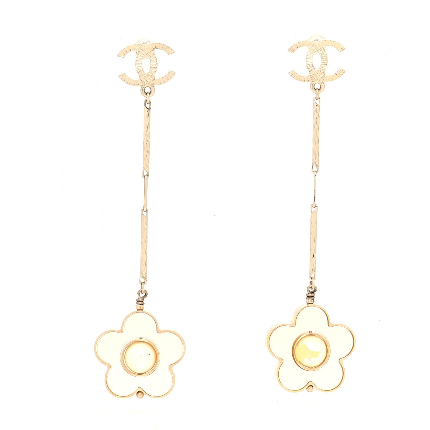 Chanel Pearl CC Camellia Earrings Gold 1 of 5