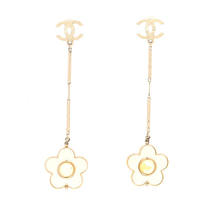 Chanel Pearl CC Camellia Earrings Gold 1 of 5