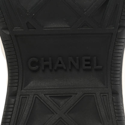 Chanel Velvet Calfskin Mixed Fibers CC Sneakers 36.5 Ivory Black 6 of 9