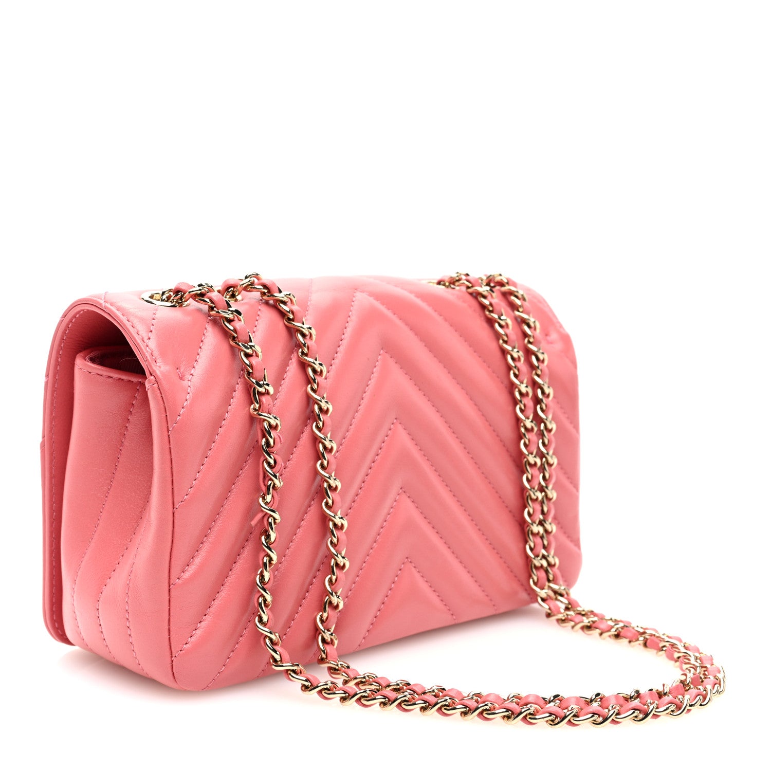 Chanel Calfskin Chevron Quilted Mini Statement Flap Pink 3 of 11