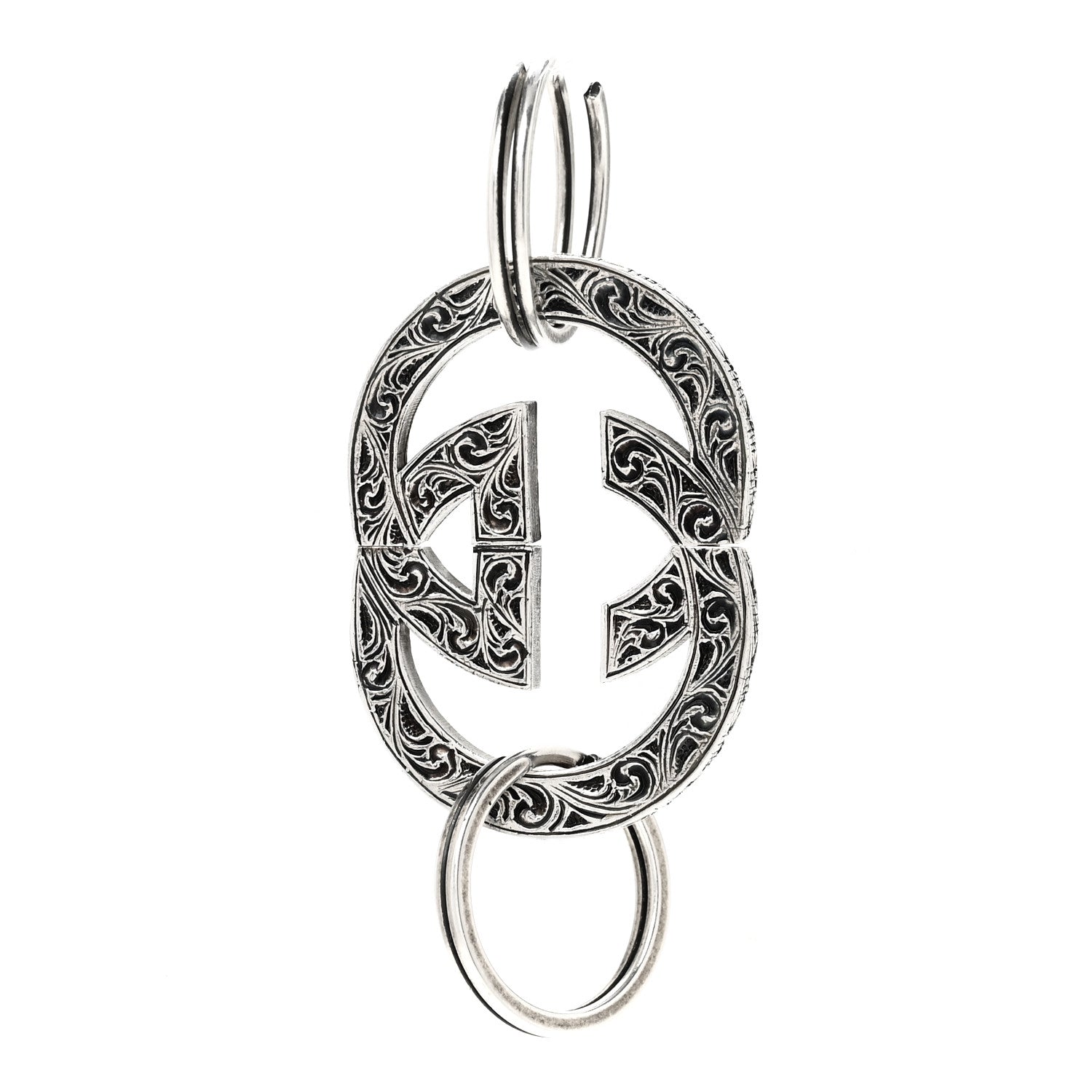 Gucci Metal Interlocking GG Keyring Silver 1 of 5