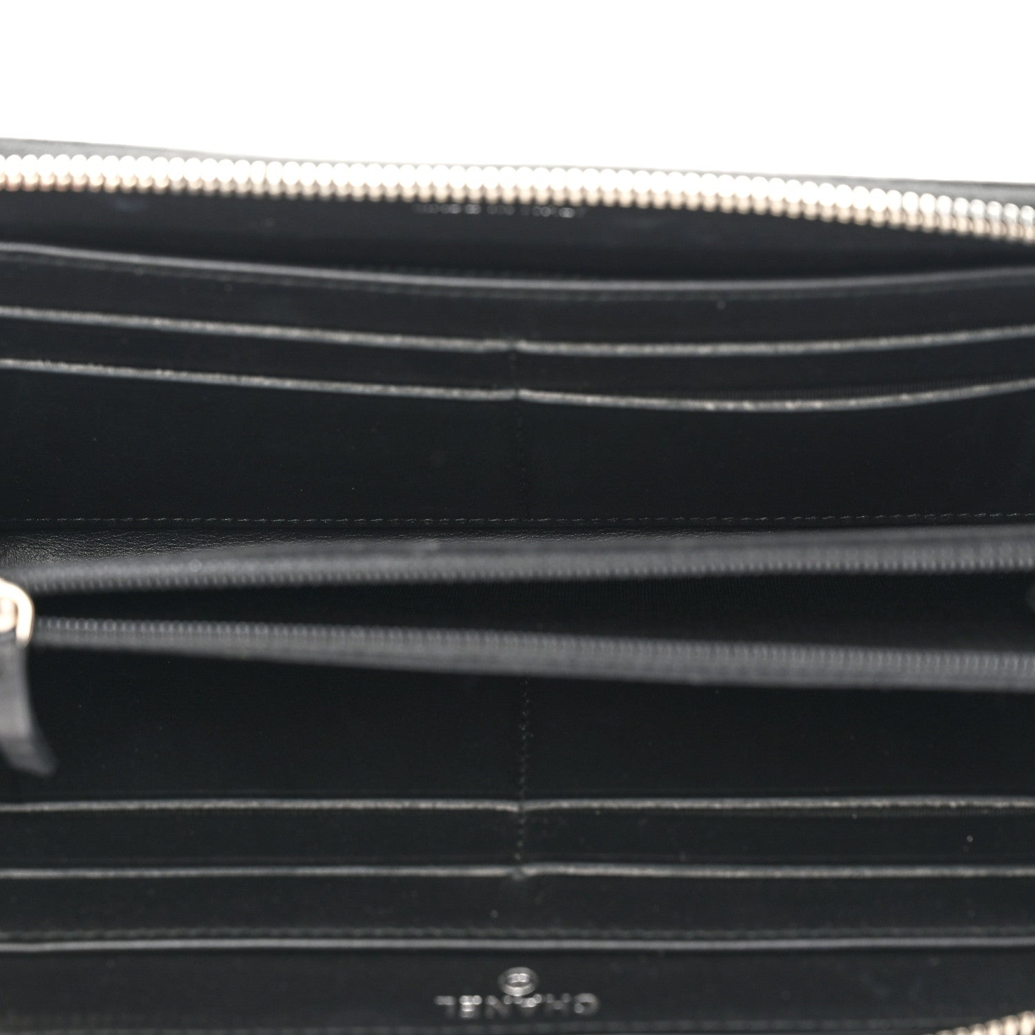 Chanel Caviar Quilted Diamond CC Gusset Zip Around Wallet Black 5 of 13