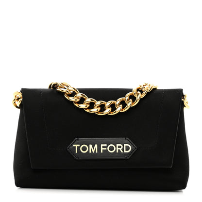 Tom Ford Satin Mini Label Chain Shoulder Bag Black 1 of 9