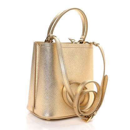 Prada Metallic Saffiano Small Panier Bucket Bag Platino 3 of 10