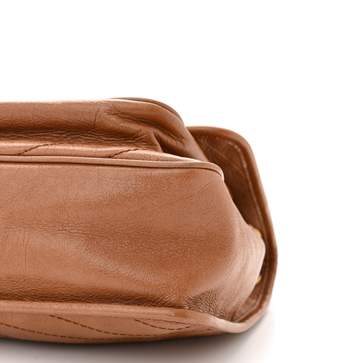 Crinkled Calfskin Matelasse Monogram Medium Niki Chain Satchel Caramel