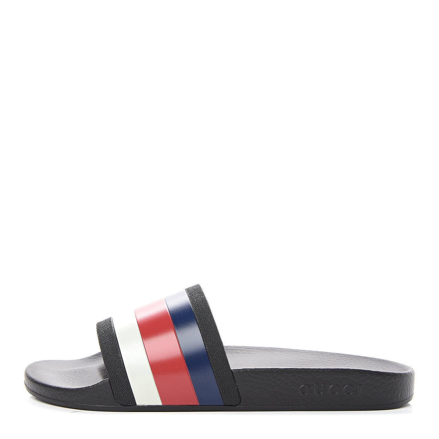 Gucci Rubber Web Mens Pool Slide Sandals 9 Black Mystic White Hibiscus Red Marine 1 of 6