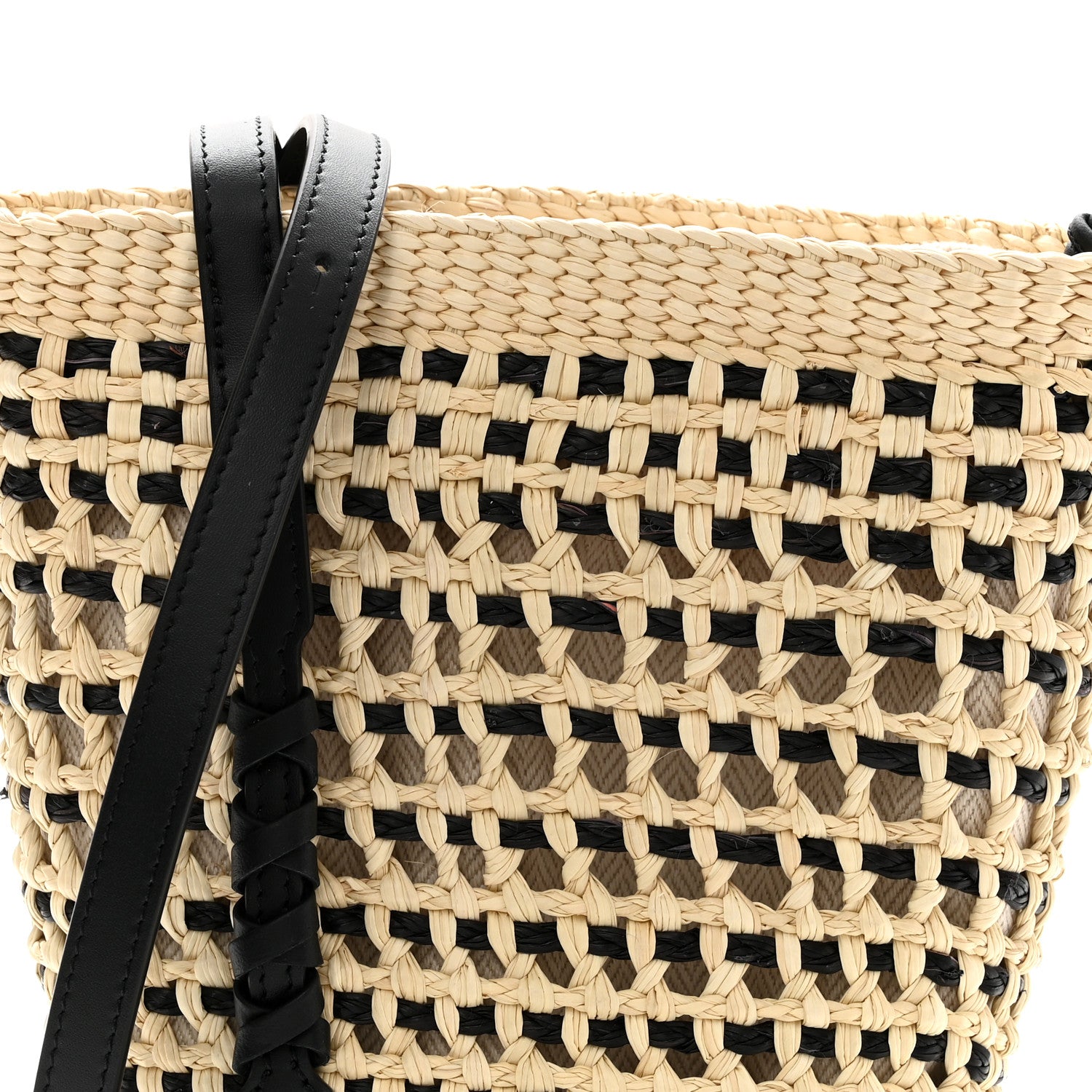 Loewe Calfskin Raffia Paulas Ibiza Bucket Bag Natural Black 8 of 10