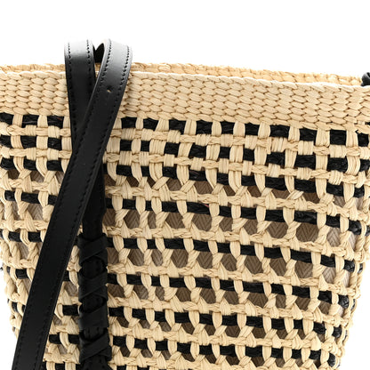 Loewe Calfskin Raffia Paulas Ibiza Bucket Bag Natural Black 8 of 10
