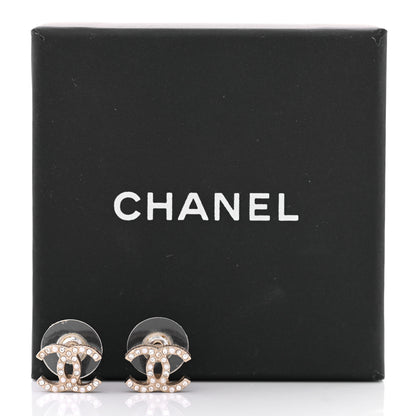 Chanel Crystal Pearl CC Earrings Gold 6 of 6