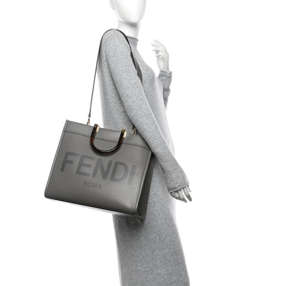 Fendi Vitello King Plexiglass Logo Embossed Medium Fendi Sunshine Shopper Tote Moon 2 of 10