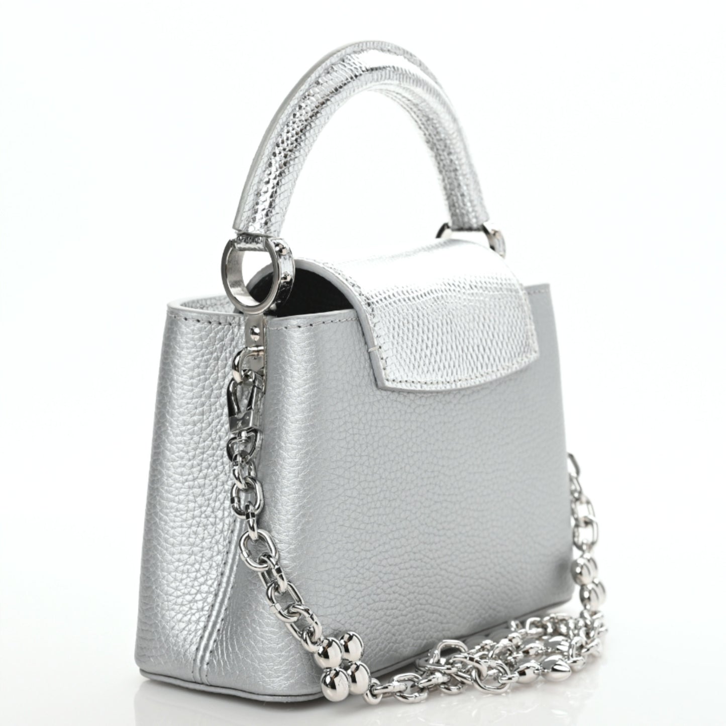 Taurillon Lizard Flower Chain Capucines Mini Silver