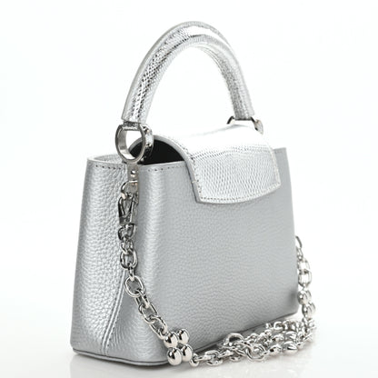 Louis Vuitton Taurillon Lizard Flower Chain Capucines Mini Silver 2 of 9