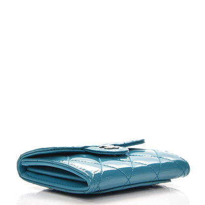 Chanel Patent Quilted Card Holder Turquoise 4 of 8