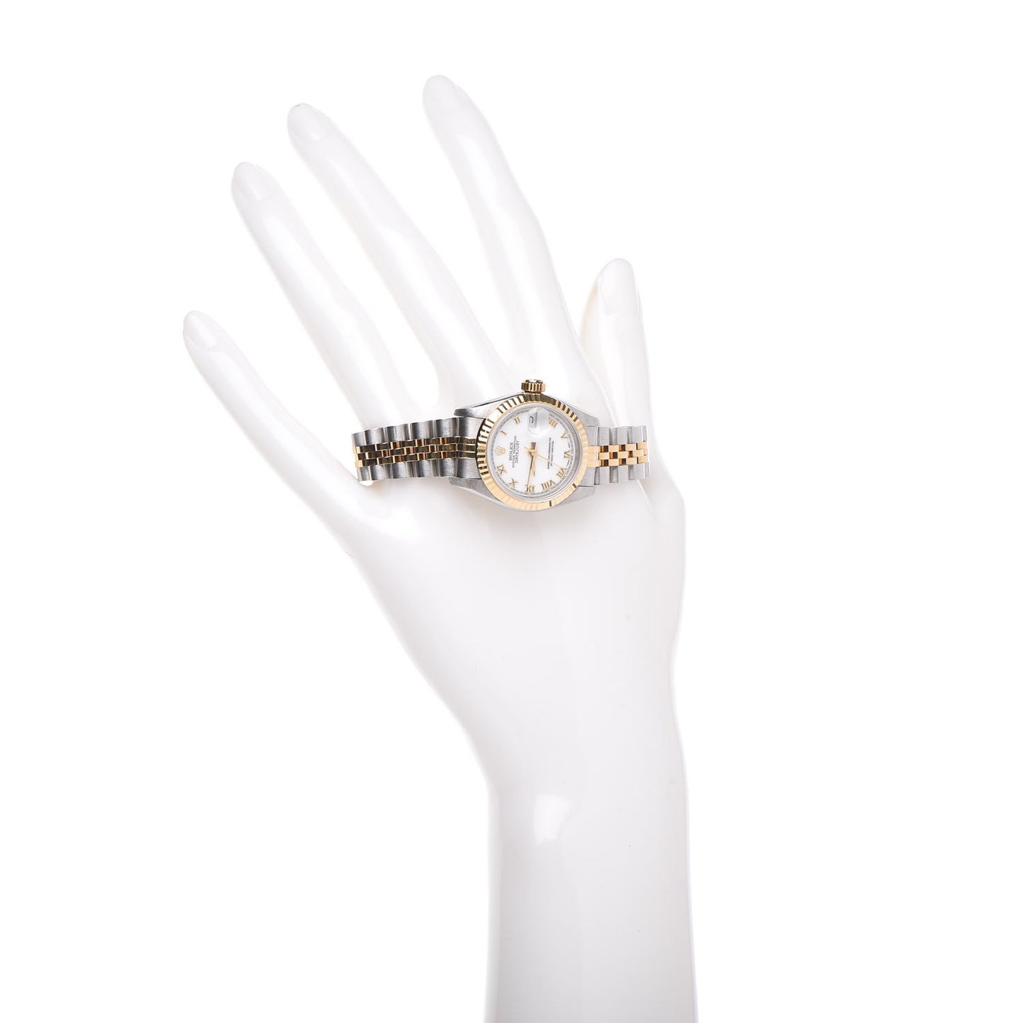 Stainless Steel 18K Yellow Gold 26mm Oyster Perpetual Datejust Watch White Roman 69173