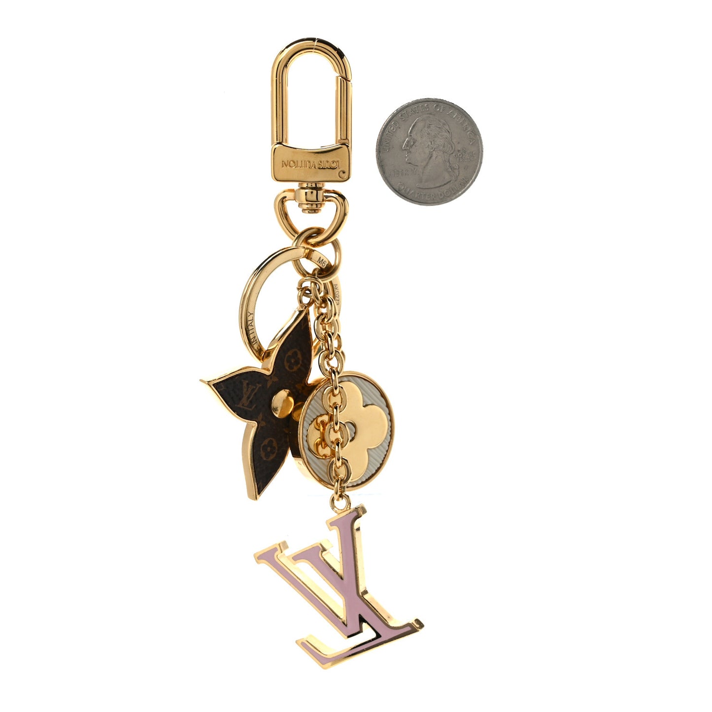 Metal Monogram Epi Spring Street Bag Charm Key Holder Gold
