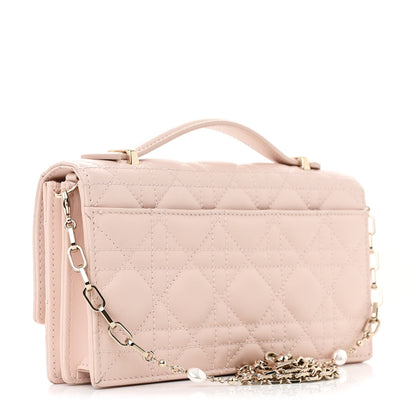 Christian Dior Lambskin Cannage Mini My Dior Top Handle Clutch Rose Poudre 3 of 13
