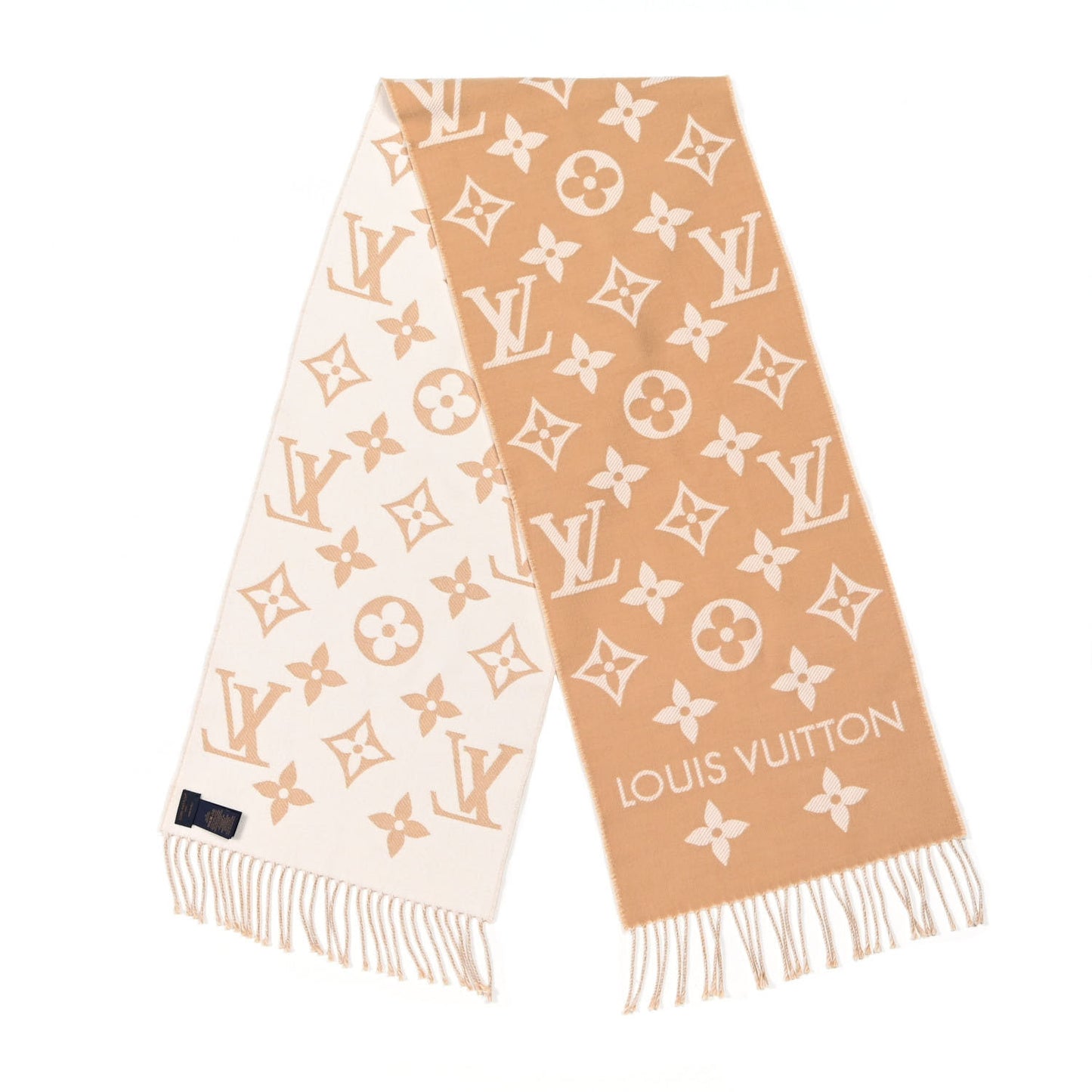 Wool Cashmere Monogram Daily LV Scarf Beige White