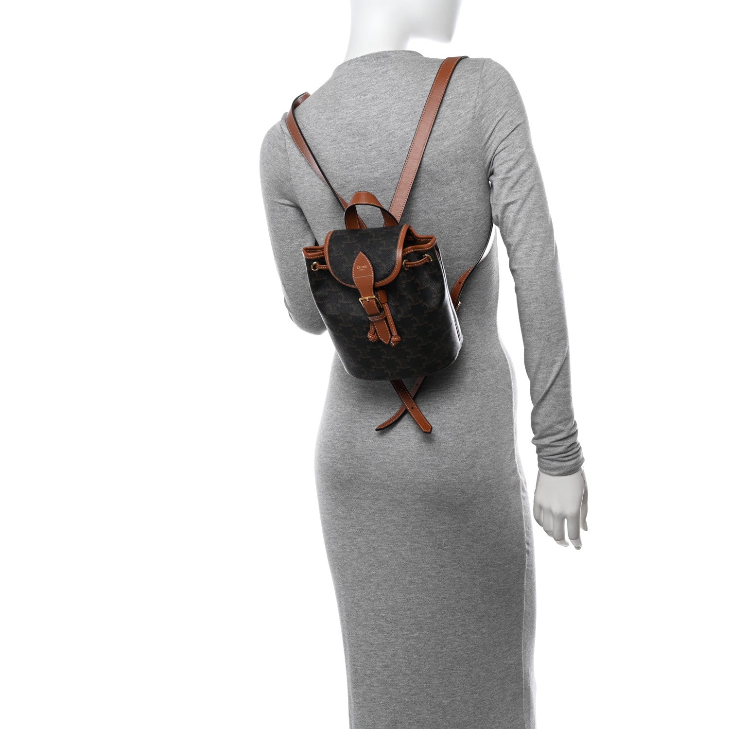 Celine Triomphe Canvas Calfskin Mini Folco Backpack Tan 2 of 12