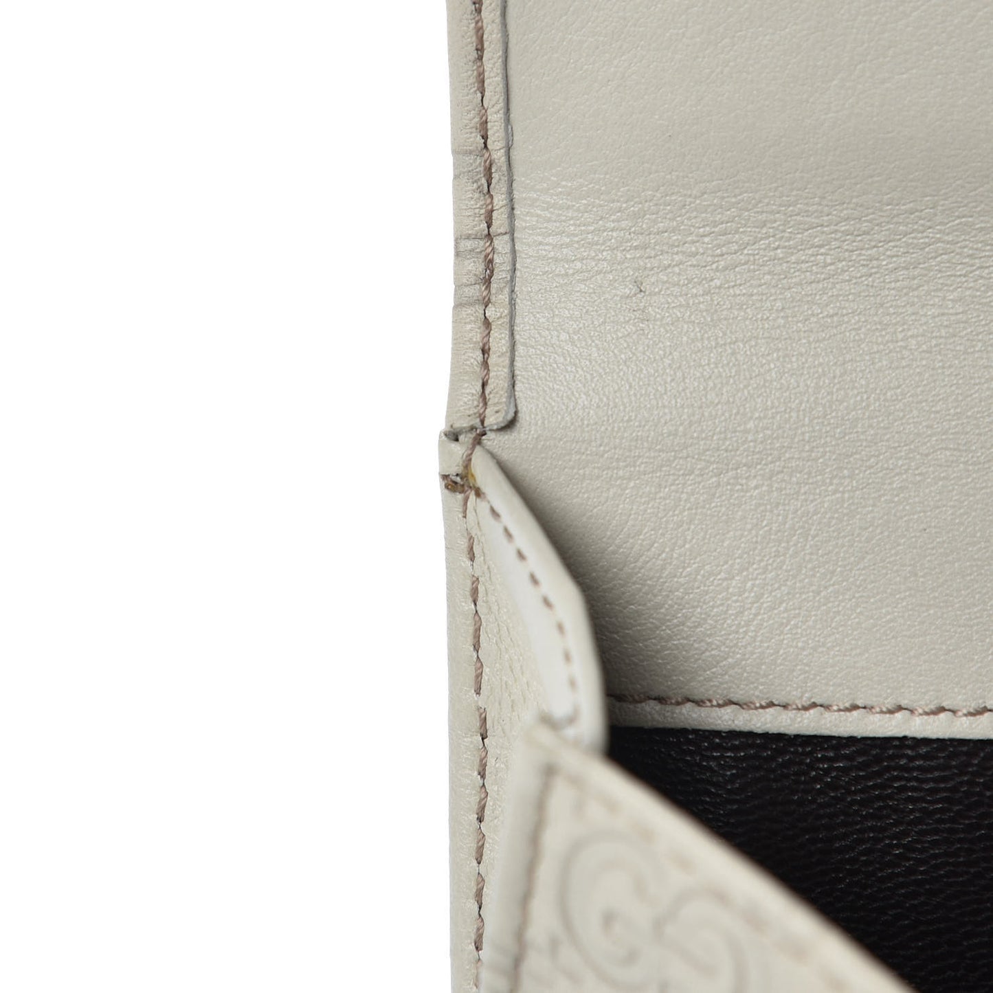 Guccissima Margaux Calfskin Metal Bar Continental Flap Wallet Mystic White