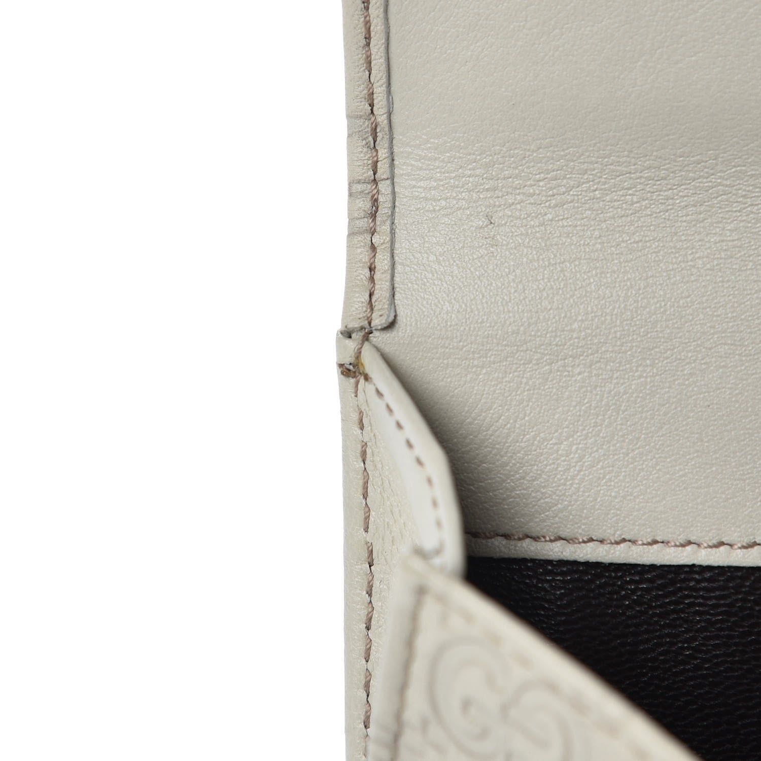 Gucci Guccissima Margaux Calfskin Metal Bar Continental Flap Wallet Mystic White 9 of 10