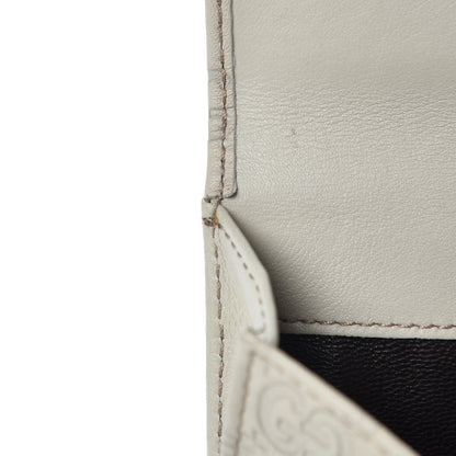 Gucci Guccissima Margaux Calfskin Metal Bar Continental Flap Wallet Mystic White 9 of 10