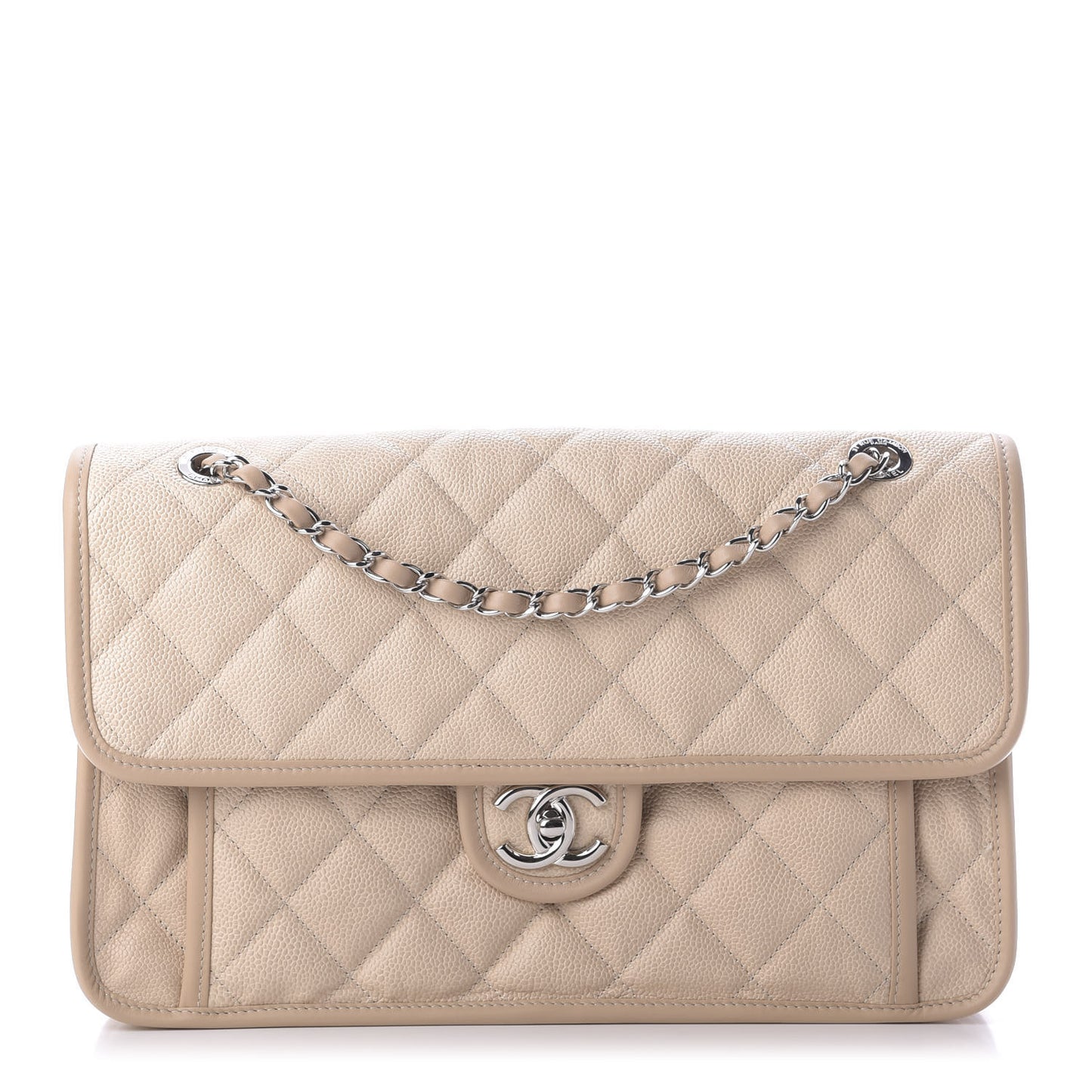 Caviar French Riviera Large Flap Beige