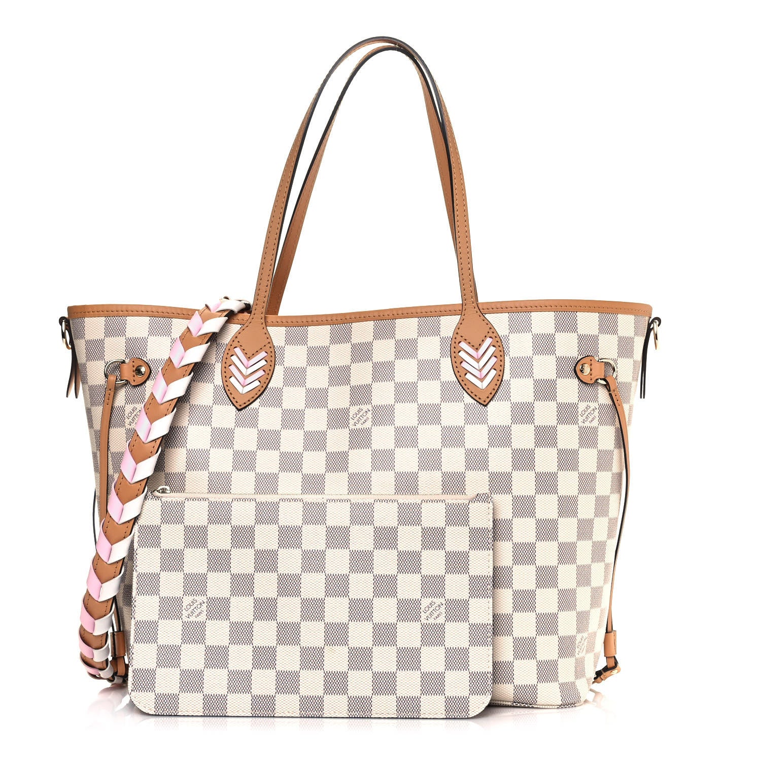Louis Vuitton Damier Azur Braided Neverfull MM Pink 1 of 9