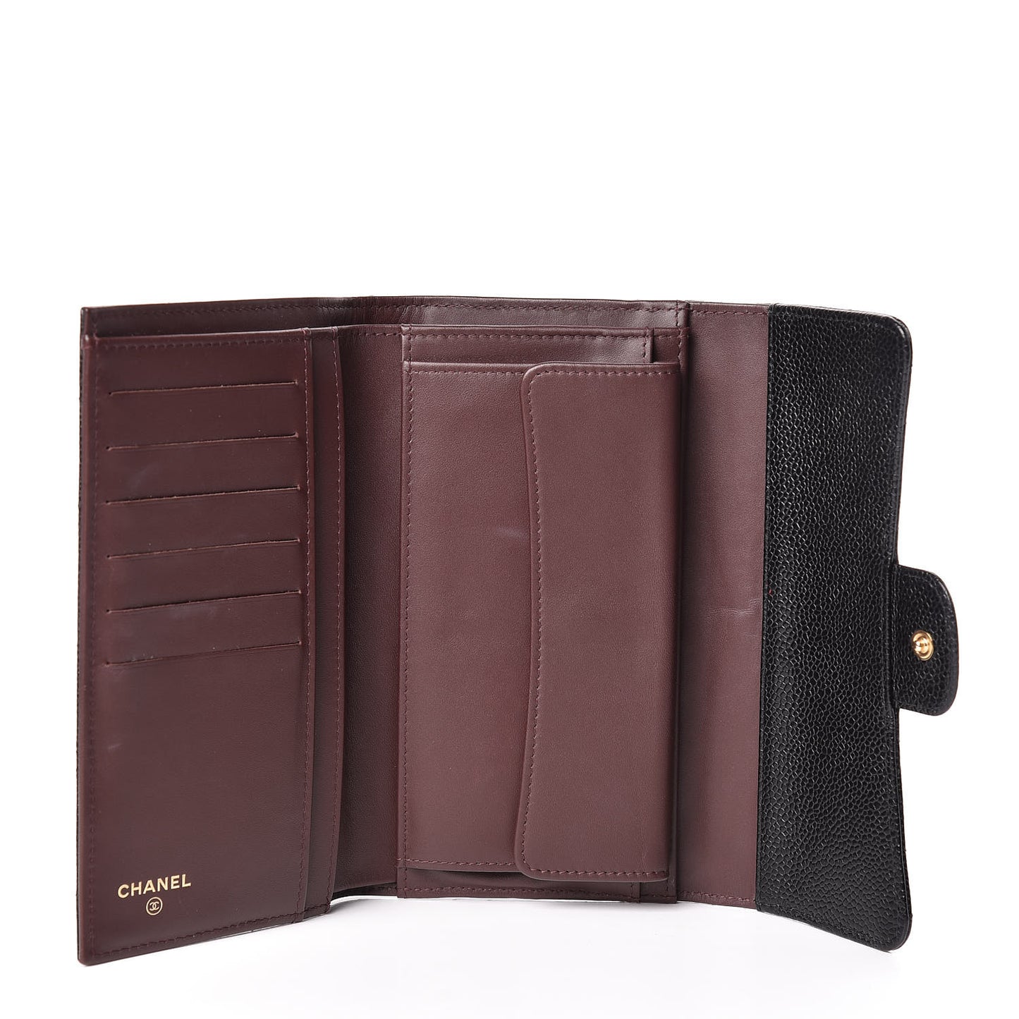 Caviar Quilted Large Flap Wallet Black