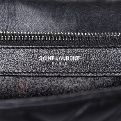 Saint Laurent Sheepskin Matelasse Chevron Monogram Monochrome Large College Satchel Black 5 of 8