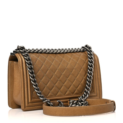 Chanel Caviar Quilted Medium Boy Flap Dark Gold 3 of 9