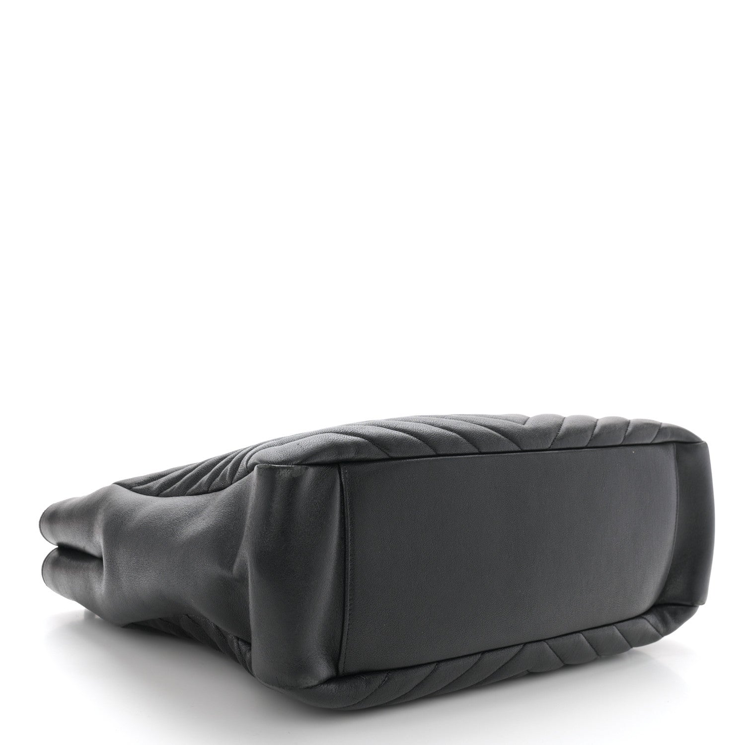 Saint Laurent Sheepskin Matelasse Chevron Large Monogram Shopping Bag Black 4 of 9