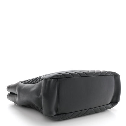 Saint Laurent Sheepskin Matelasse Chevron Large Monogram Shopping Bag Black 4 of 9