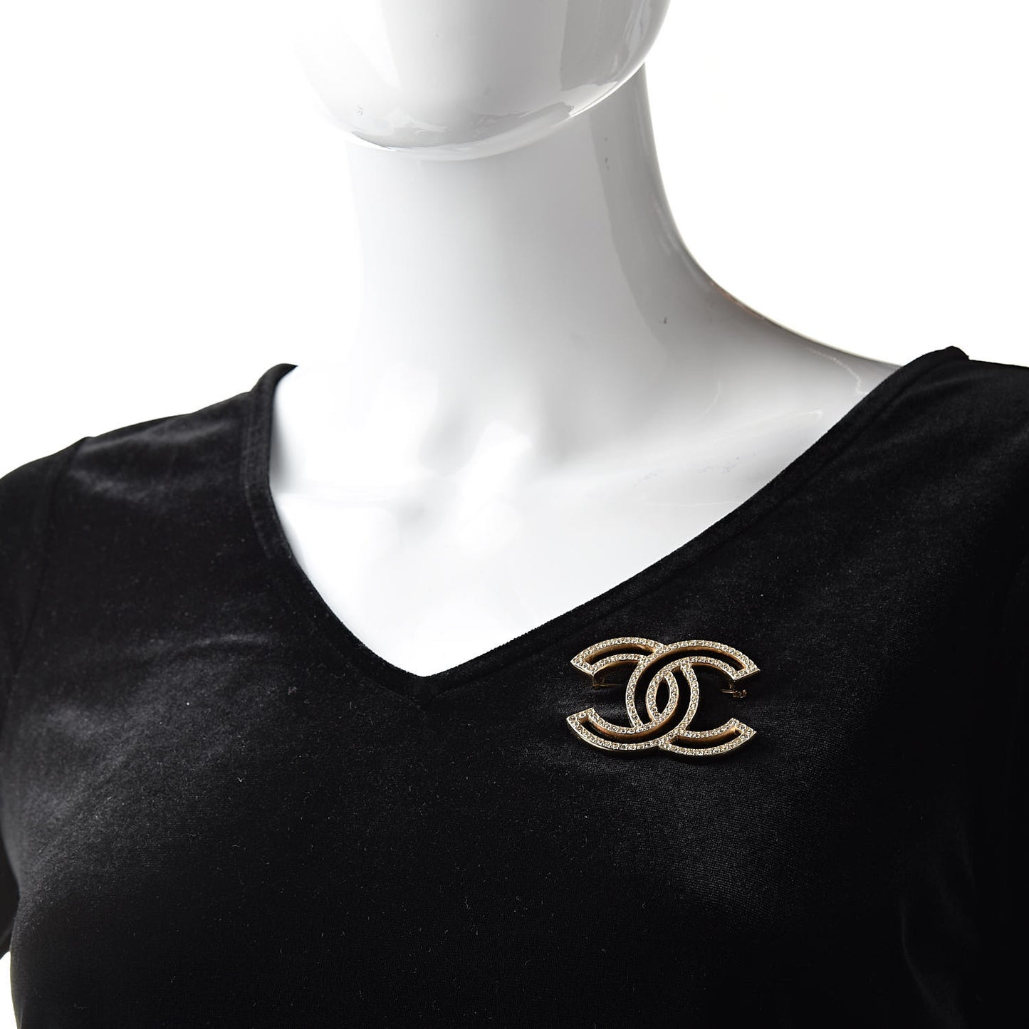 Crystal CC Brooch Light Gold