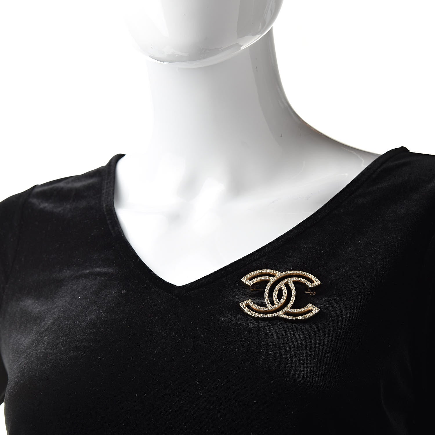 Chanel Crystal CC Brooch Light Gold 2 of 5