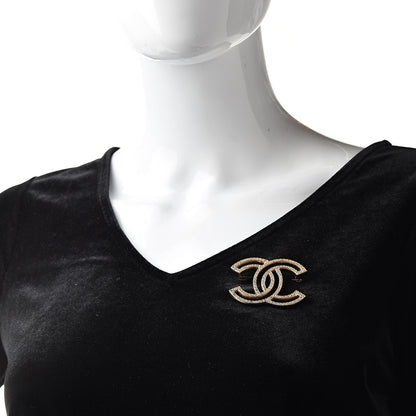 Chanel Crystal CC Brooch Light Gold 2 of 5
