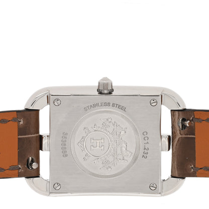 Hermes Stainless Steel Alligator Diamond Bezel Mother of Pearl 23mm Cape Cod Quartz Watch Gris Elephant 4 of 5