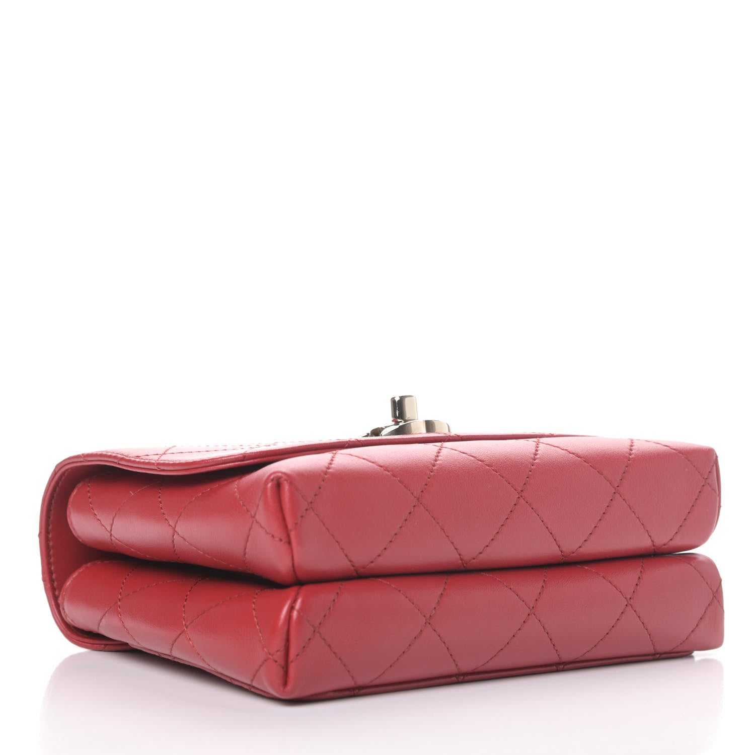 Chanel Calfskin Quilted Small Double Pocket Top Handle Flap Red 3 of 4