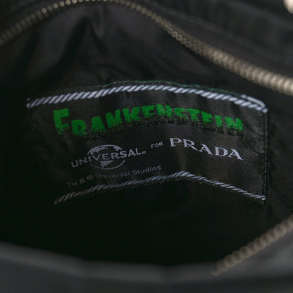 Prada X UNIVERSAL STUDIOS Tessuto Nylon Soft Calfskin Frankenstein Heart Chain Shopping Tote Black 7 of 10