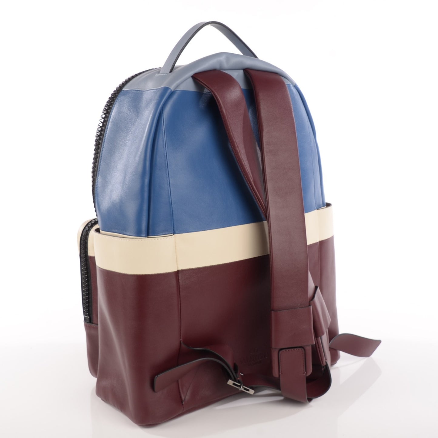 Calfskin Patchwork Backpack Ruby Marine