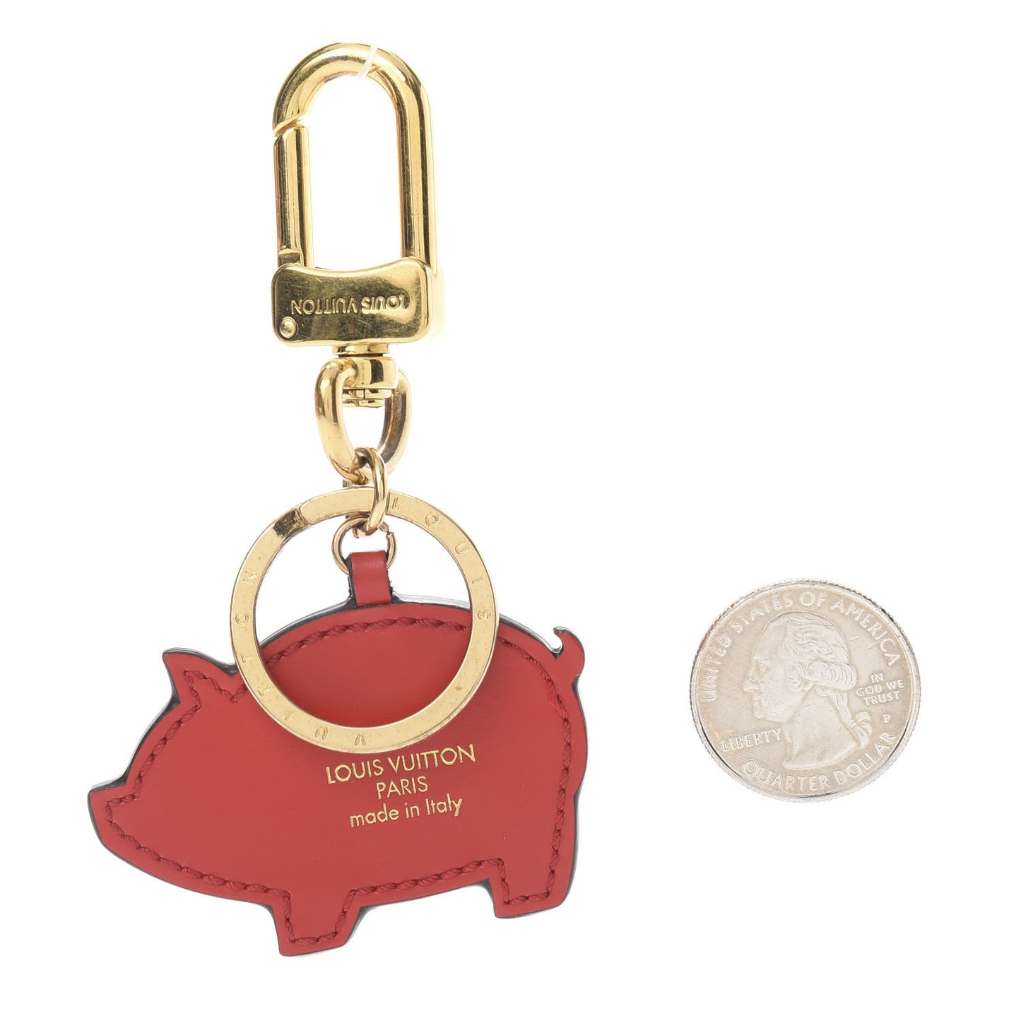 Calfskin Superstition Pig Bag Charm Key Holder Rose