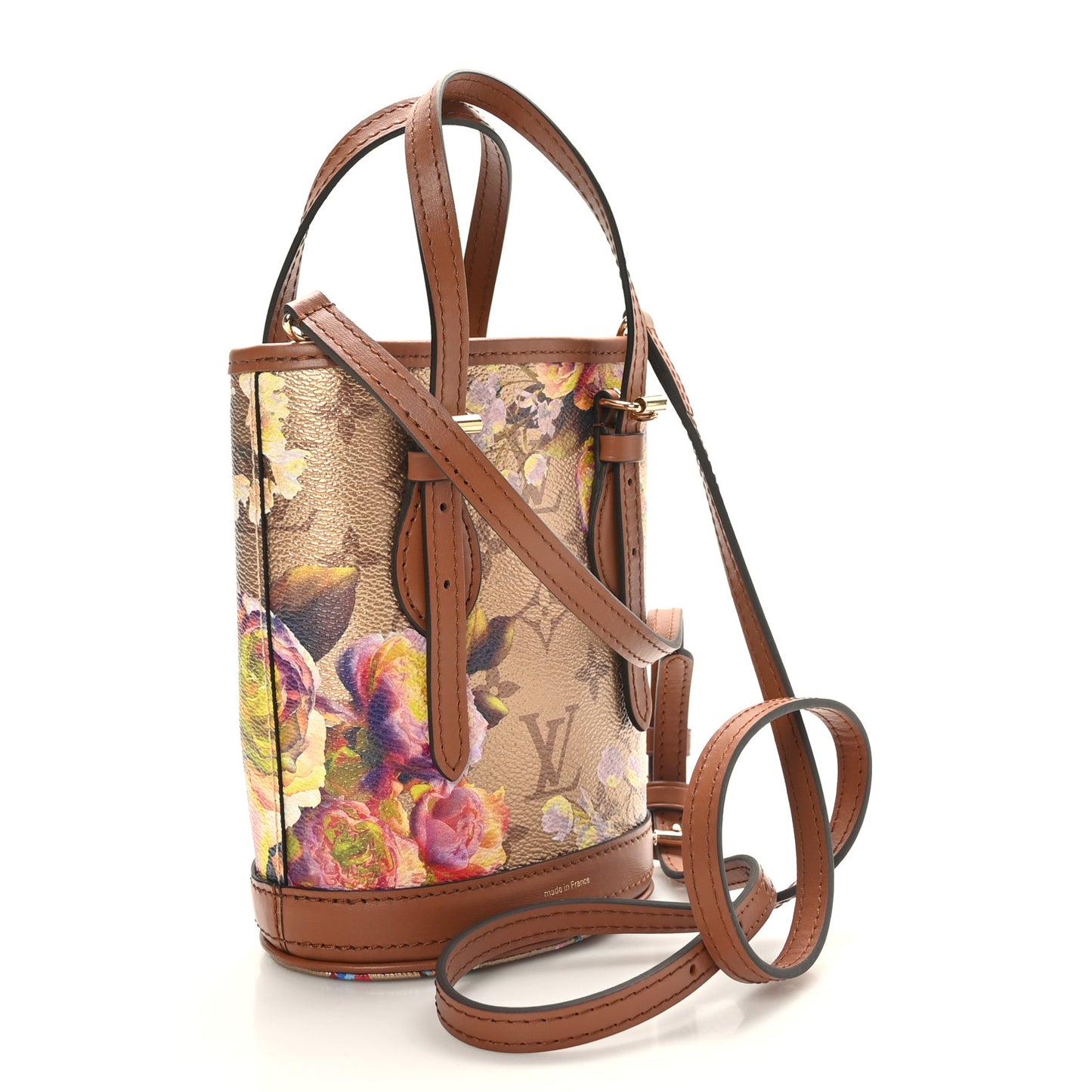 Metallic Monogram LV Garden Nano Bucket Bag Gold