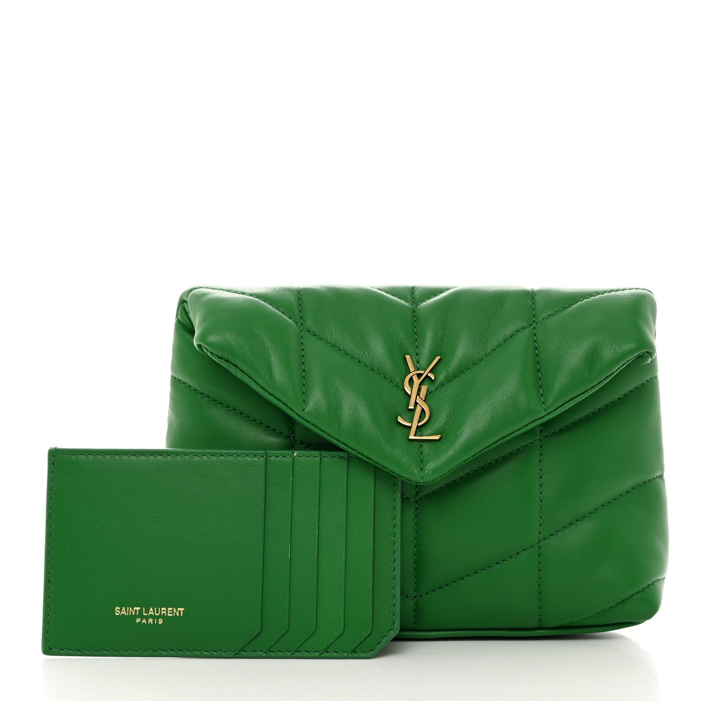 Lambskin Monogram Loulou Puffer Pouch Clutch New Vert
