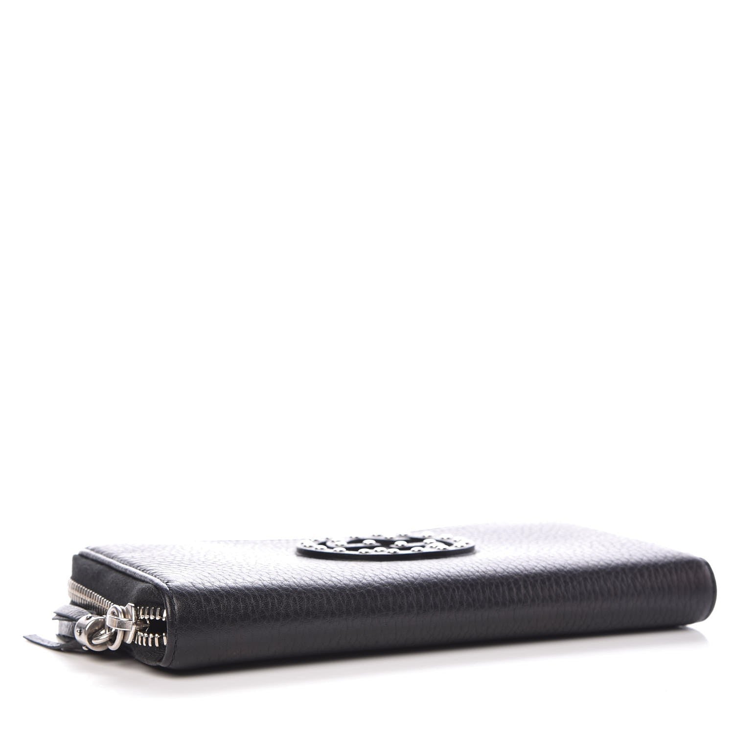 Gucci Pebbled Calfskin Studded Soho Zip Around Wallet Black 4 of 7