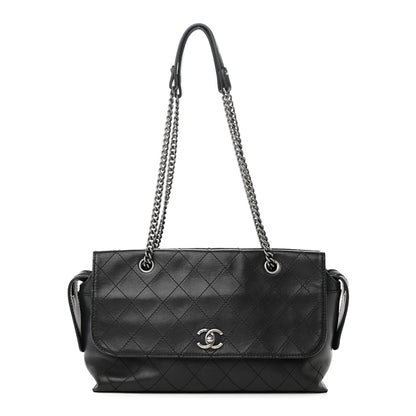 Chanel Calfskin Stitched Paris In Rome Shoulder Bag Black 1 of 13