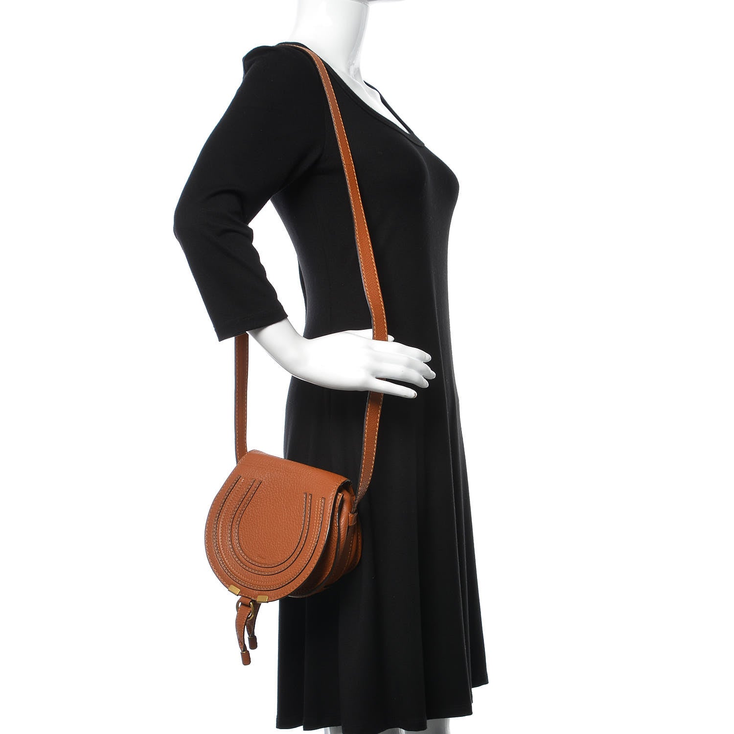 Chloe Calfskin Mini Marcie Round Crossbody Bag Tan 2 of 7