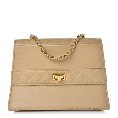 Chanel Lambskin Quilted Trapezoid Shoulder Flap Bag Beige 1 of 11