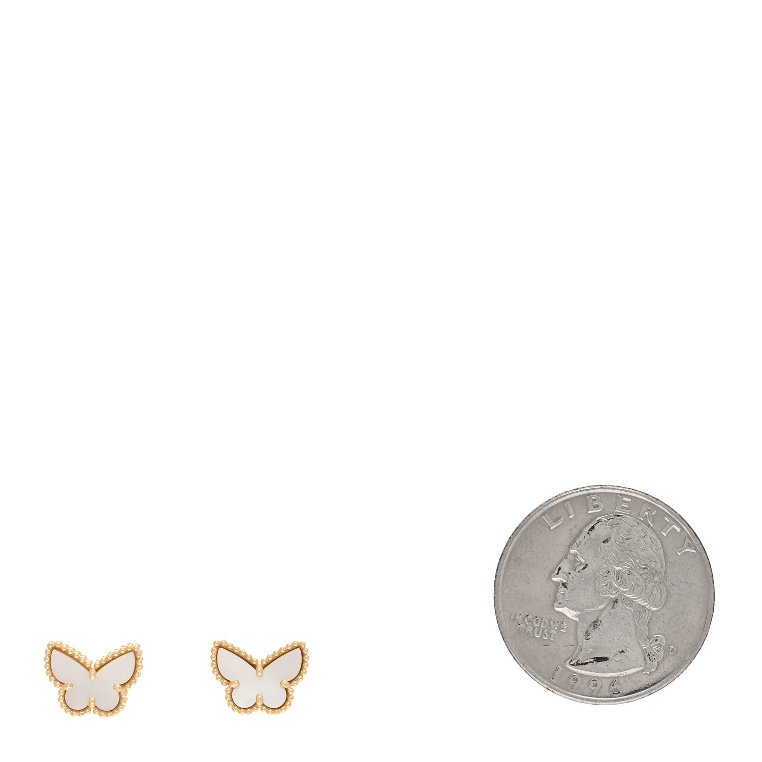 Van Cleef & Arpels 18K Yellow Gold Mother of Pearl Sweet Alhambra Butterfly Earrings 2 of 5