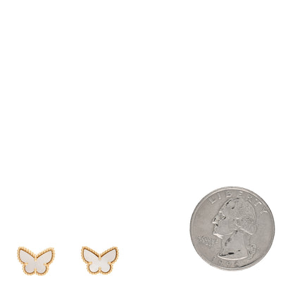 Van Cleef & Arpels 18K Yellow Gold Mother of Pearl Sweet Alhambra Butterfly Earrings 2 of 5